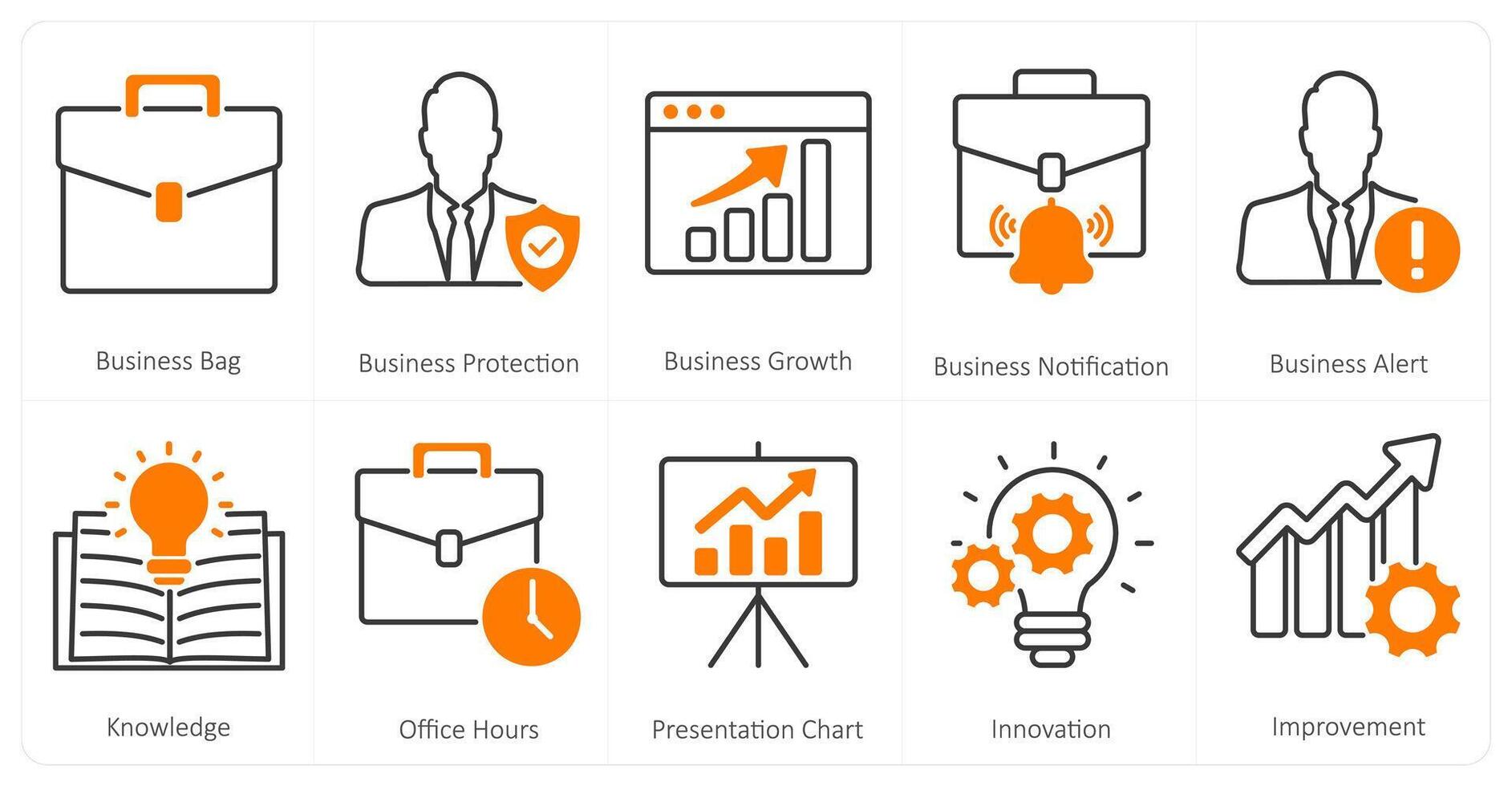 A set of 10 mix icons as business bag, business protection, business growth vector