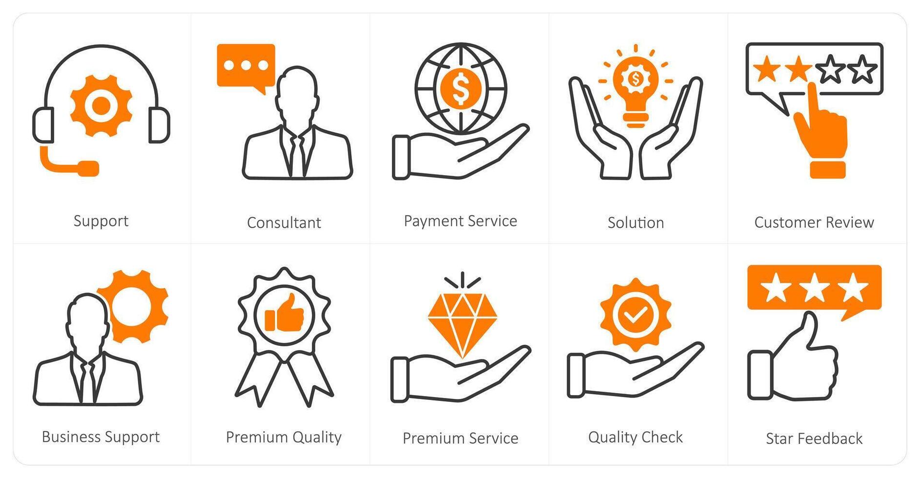 A set of 10 mix icons as support, consultant, payment service vector