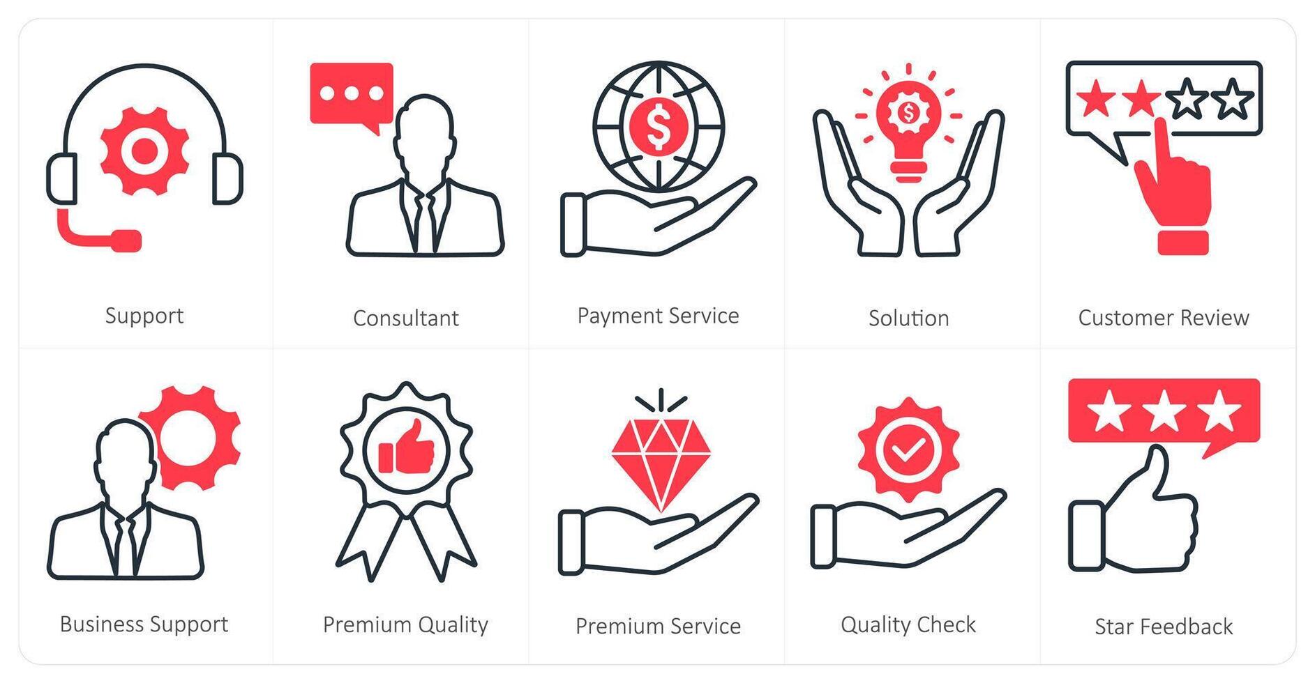 A set of 10 mix icons as support, consultant, payment service vector