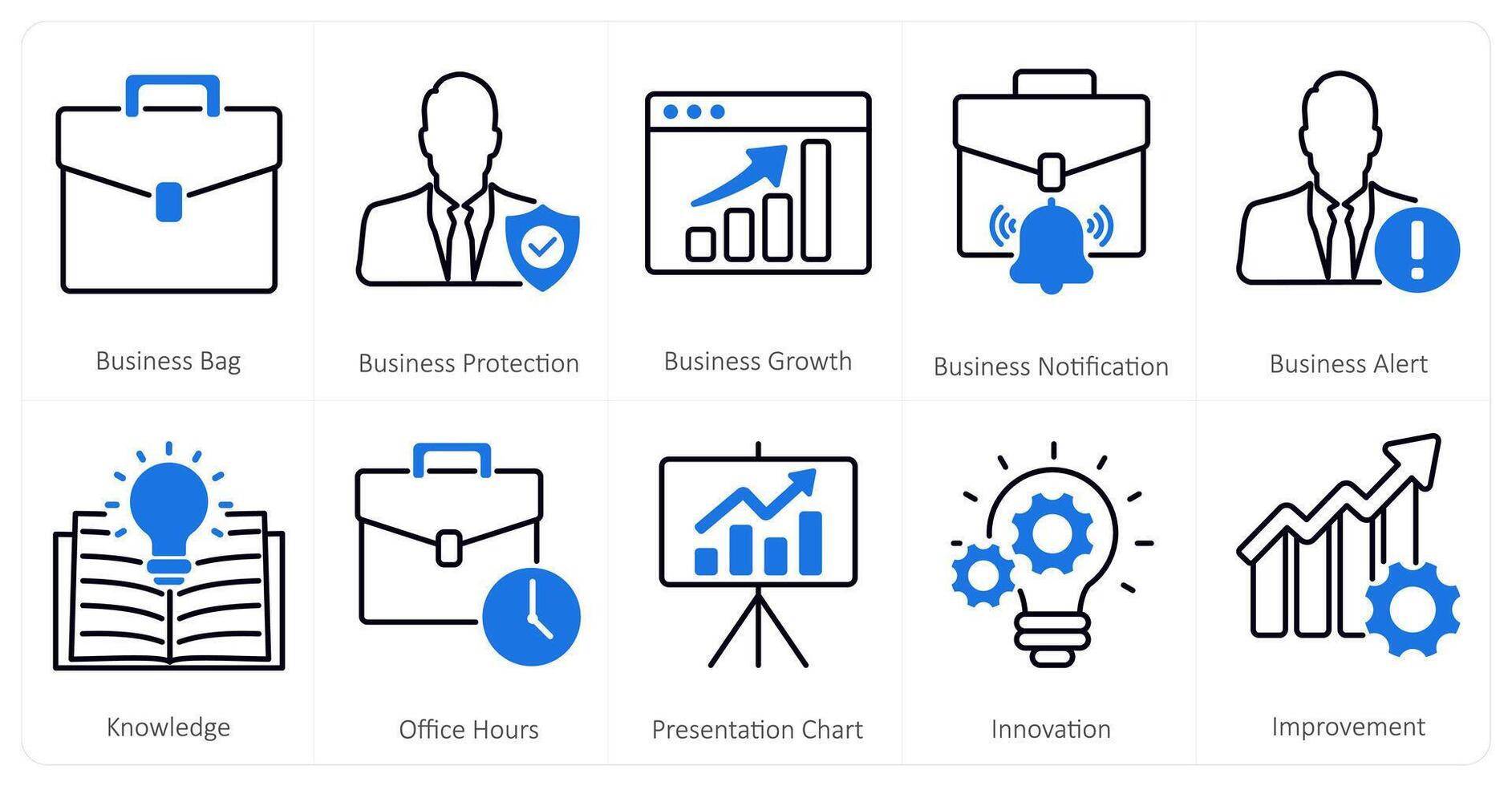 A set of 10 mix icons as business bag, business protection, business growth vector