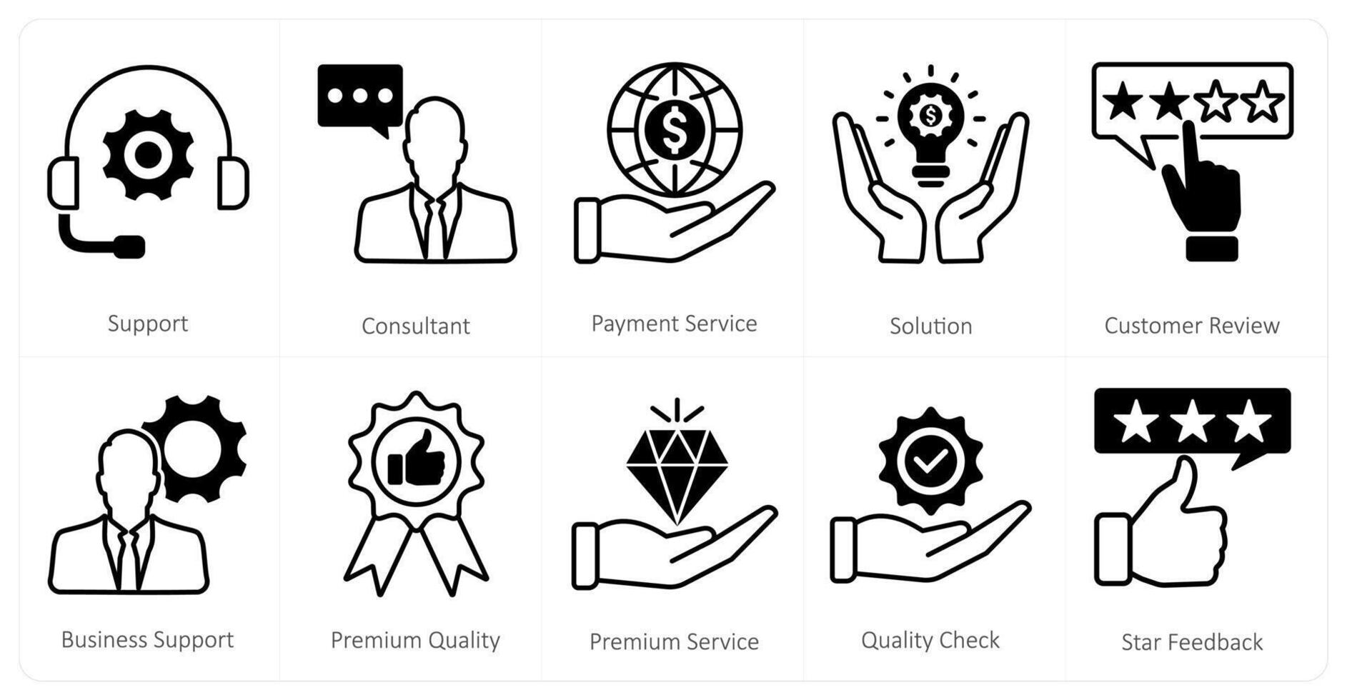 A set of 10 mix icons as support, consultant, payment service vector