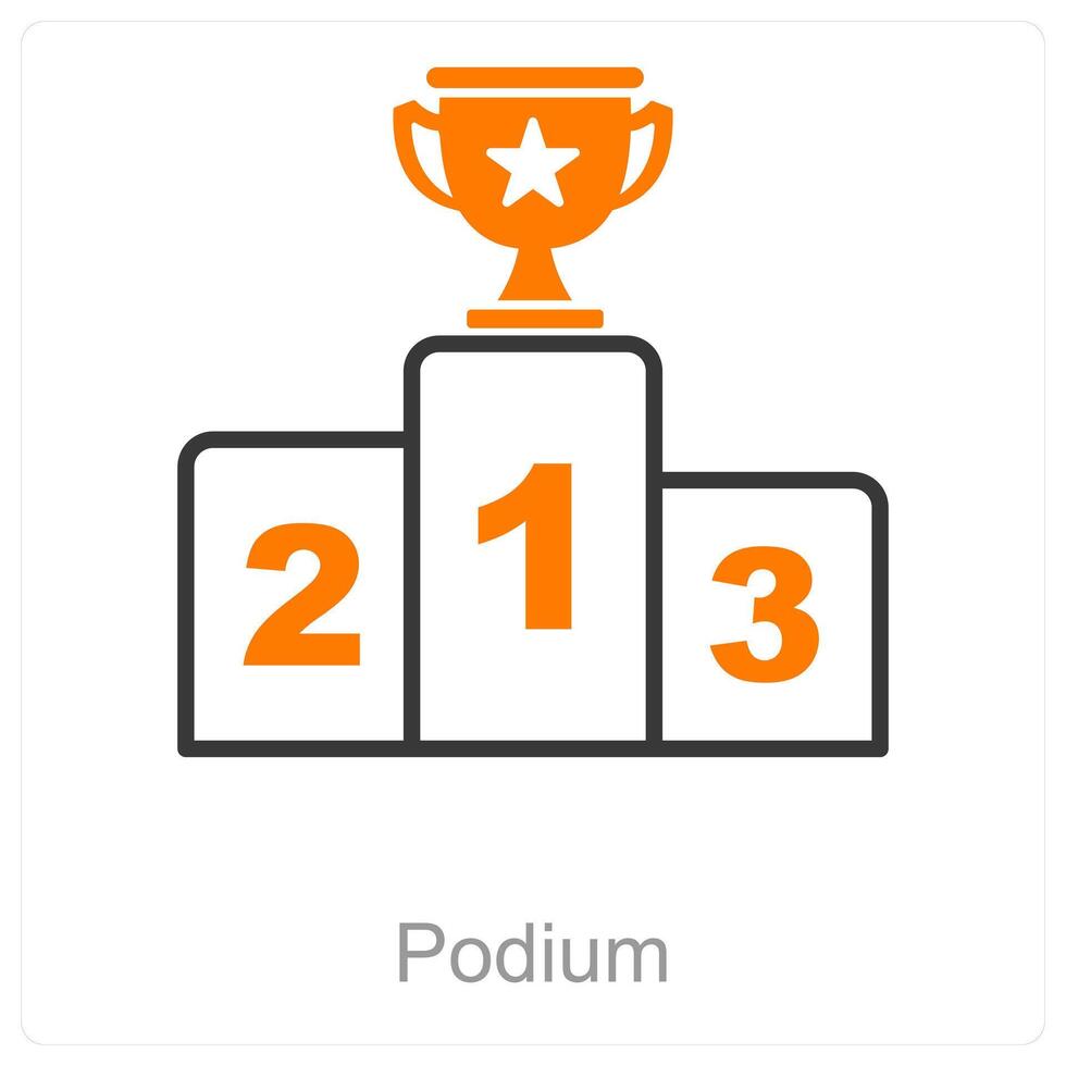 Podium and winner icon concept vector