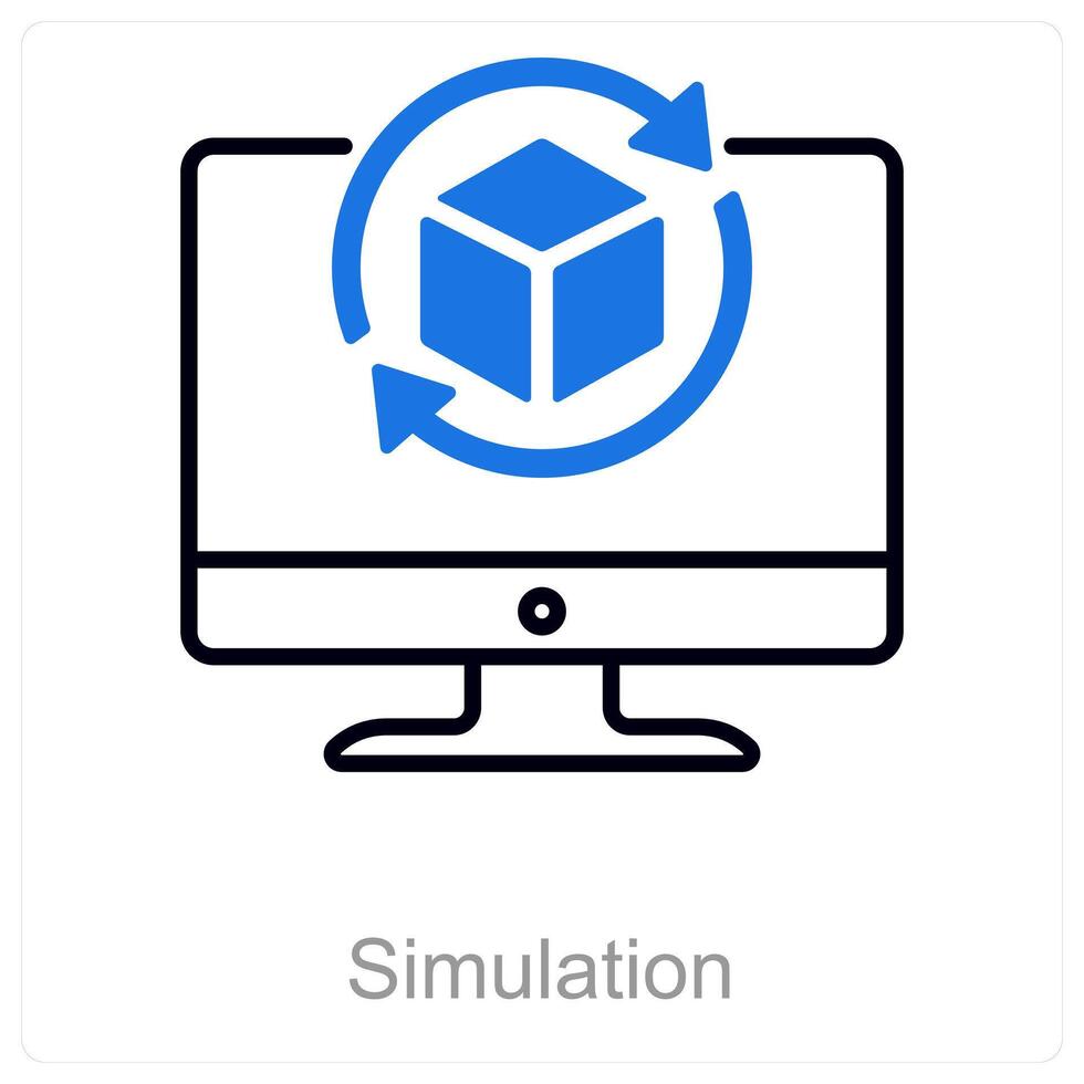 Simulation and reality icon concept vector