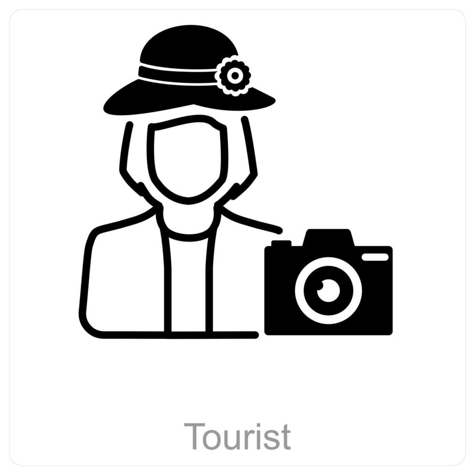 Tourist and guide icon concept vector