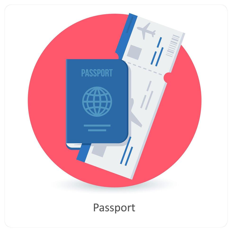 Passport and visa icon concept vector