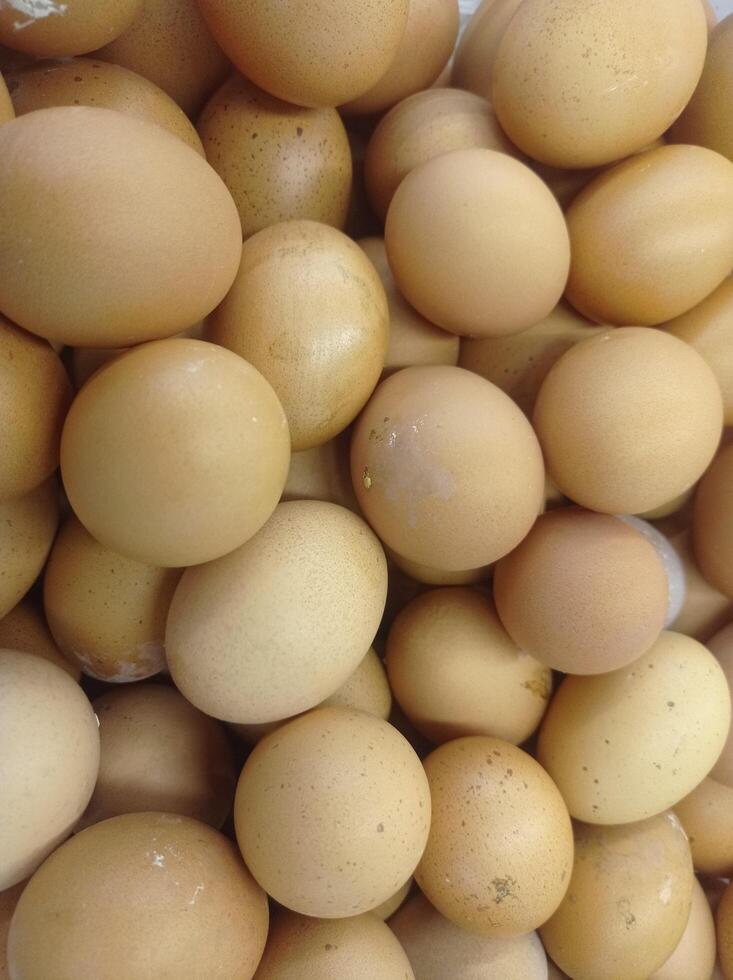 chicken eggs in a minimarket basket photo
