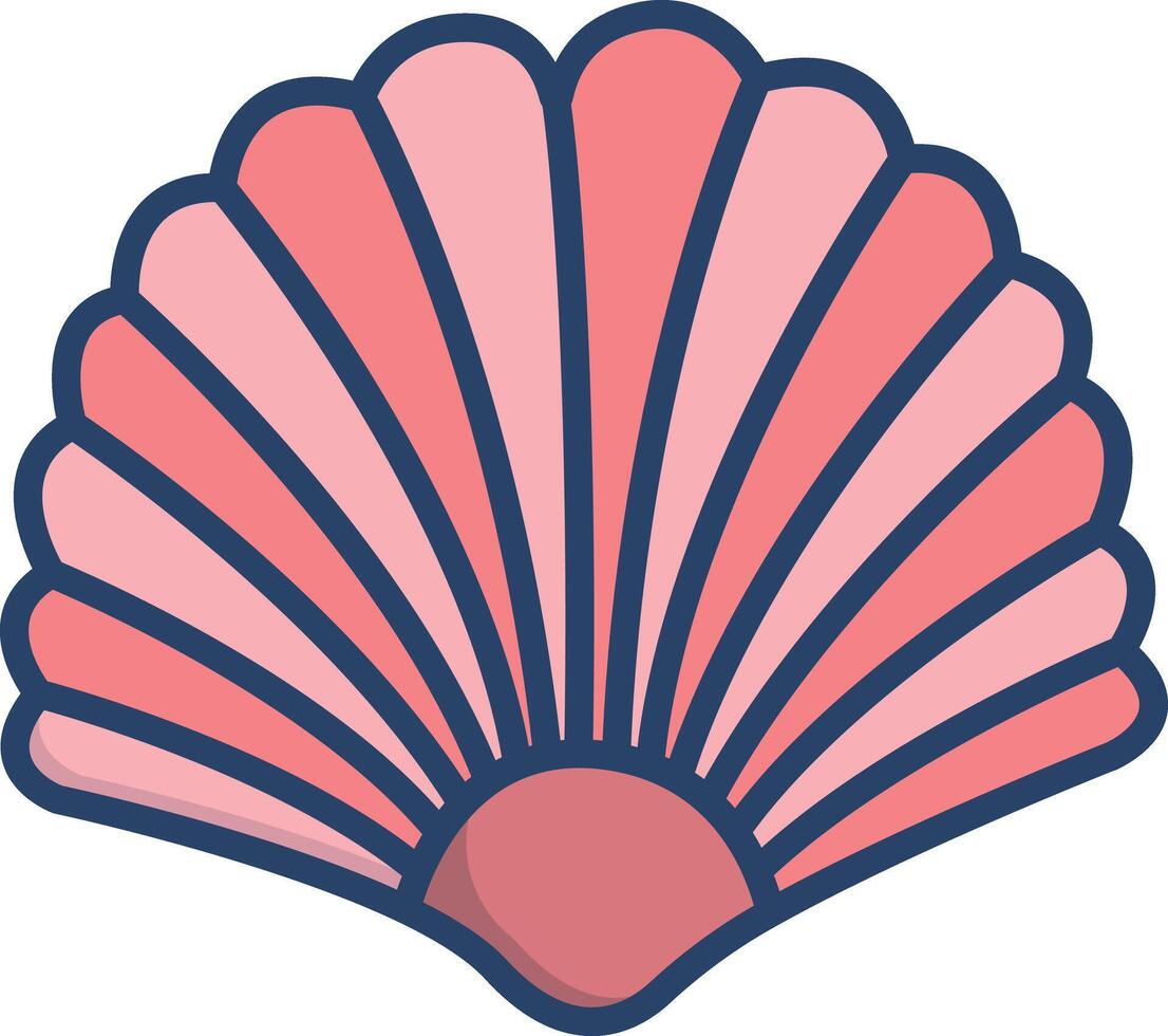 Sea shell 2linear color illustration vector