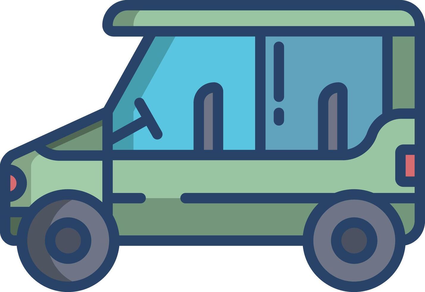 Safari Car linear color illustration vector