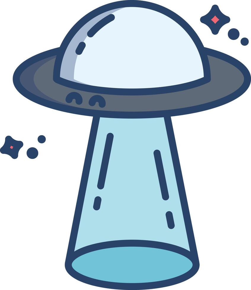 Ufo Landing light linear color illustration vector