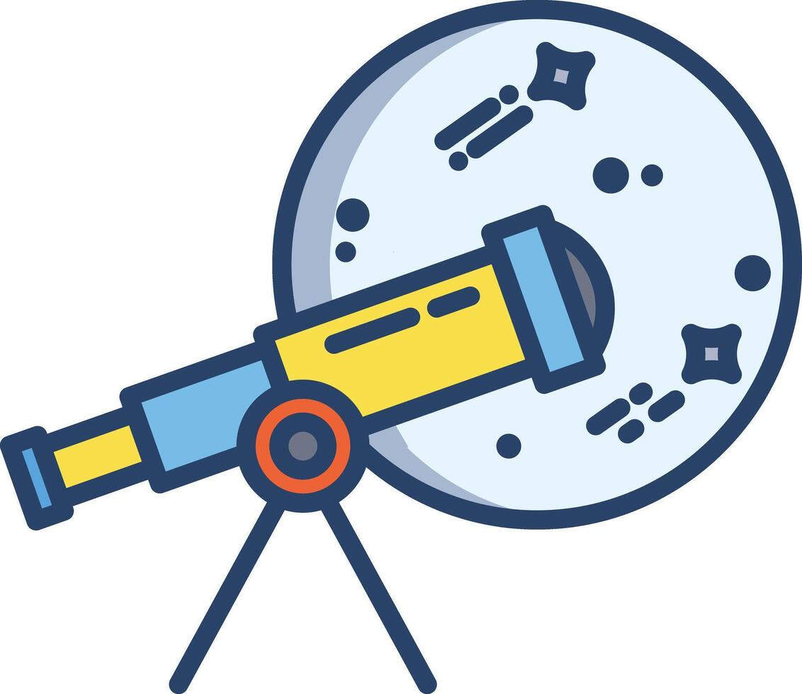Telescope linear color illustration vector
