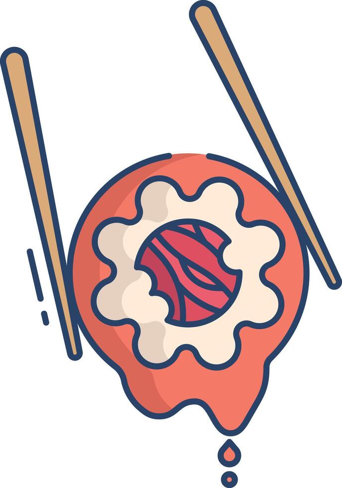 Uramaki sushi linear color illustration vector