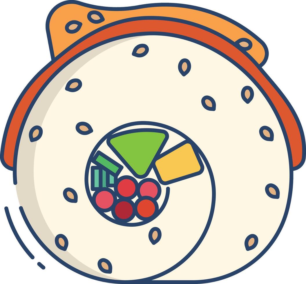 California Roll sushi linear color illustration vector
