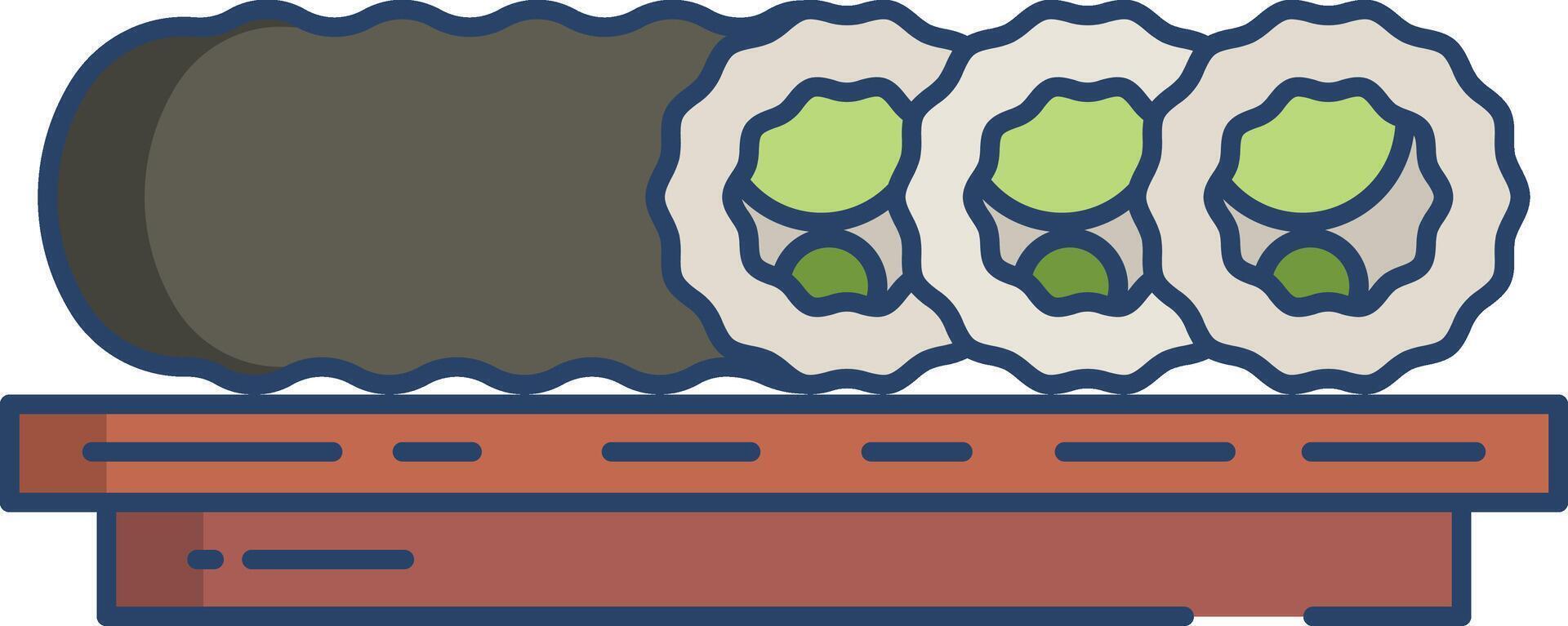 Philly Roll linear color illustration vector