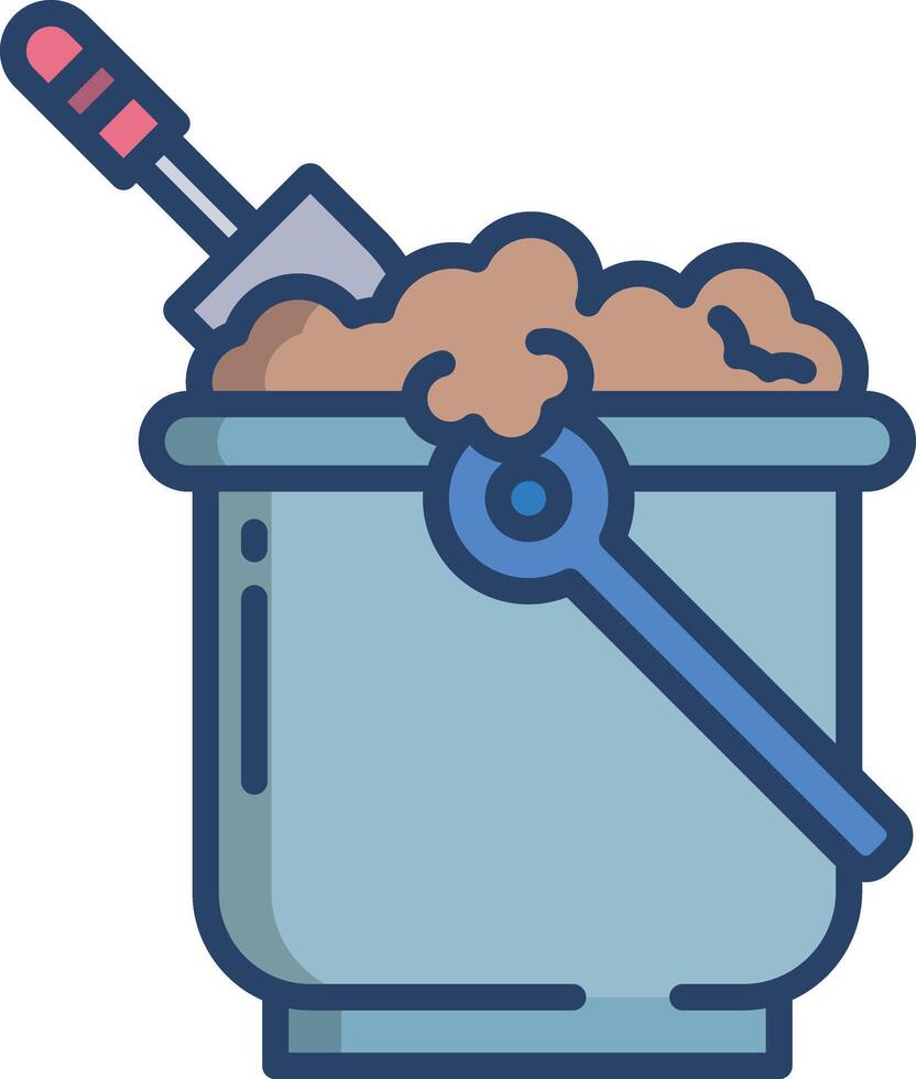 Bucket linear color illustration vector