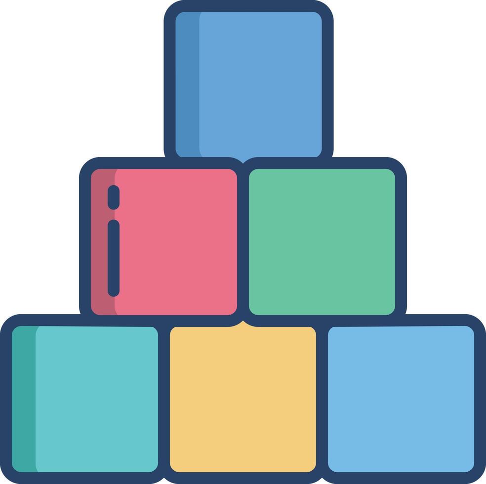 Cubes linear color illustration vector
