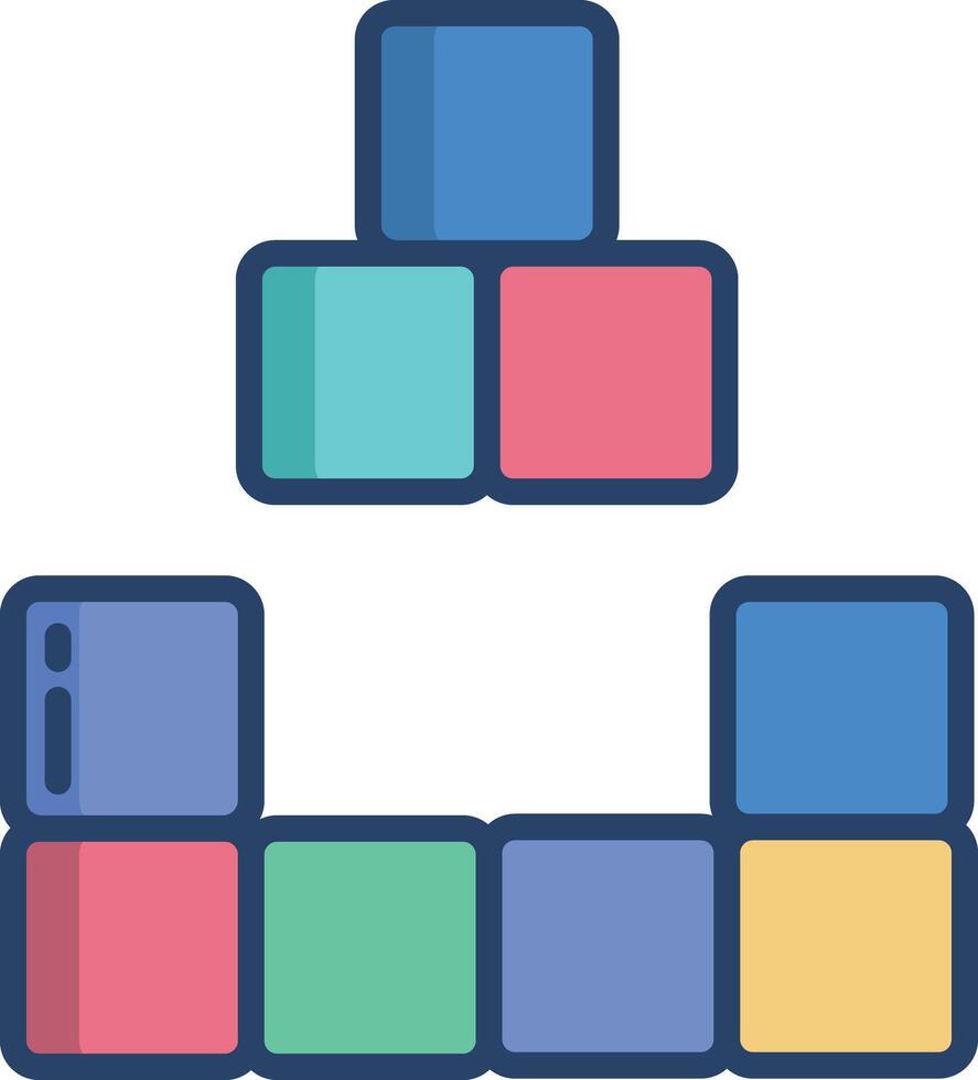 Blocks Building linear color illustration vector