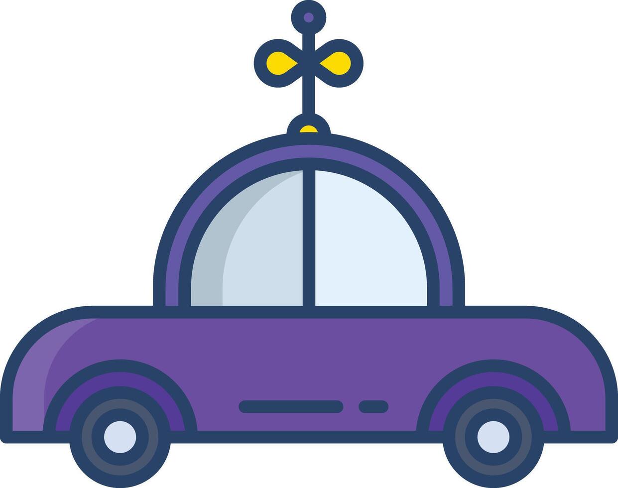 retro car toy linear color illustration vector