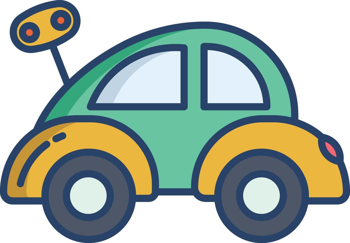 spring key toy car linear color illustration vector