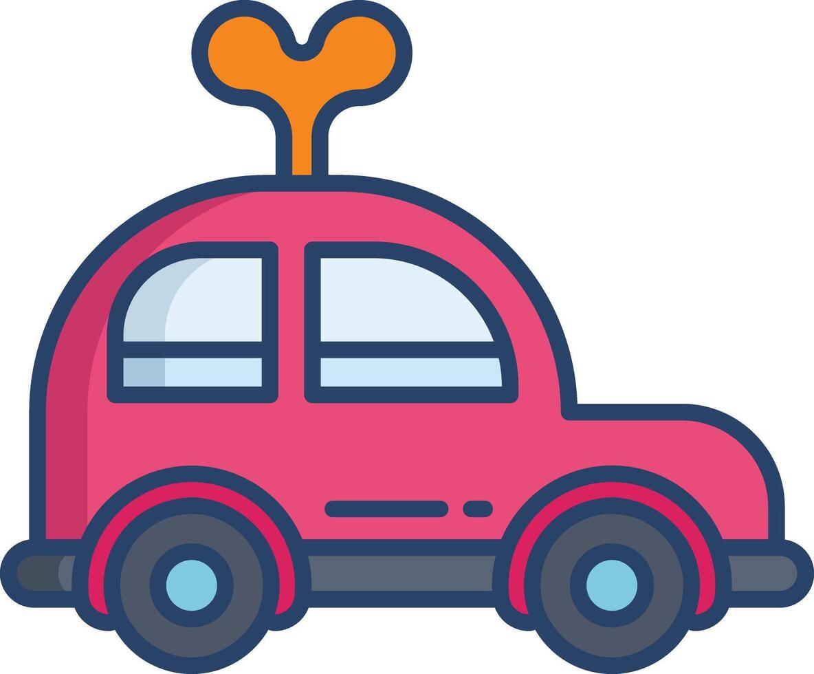 car toys linear color illustration vector