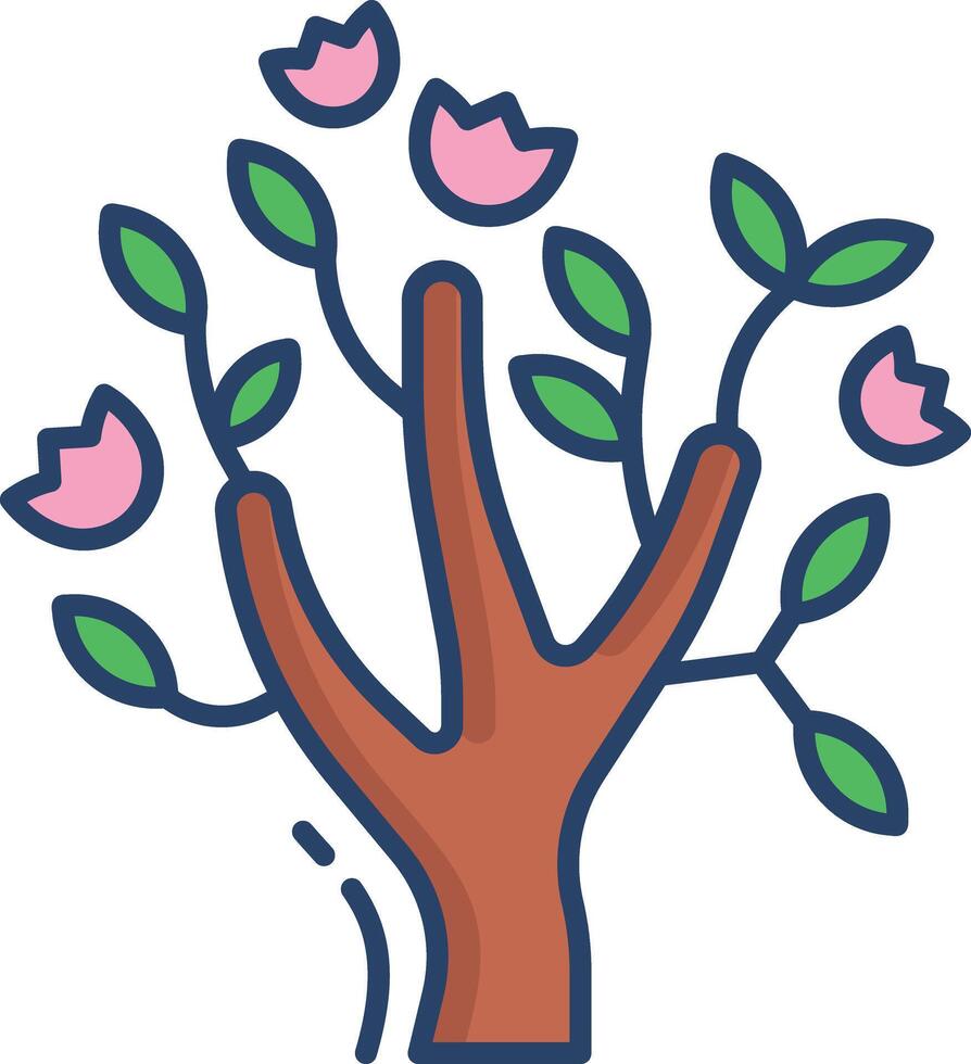 magnolia tree linear color illustration vector