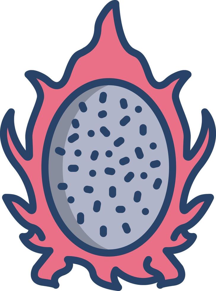 Dragon fruit linear color illustration vector
