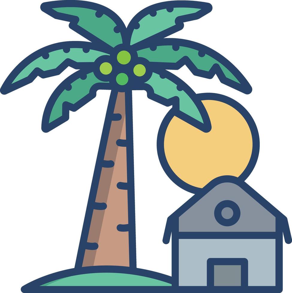Palm tree linear color illustration vector