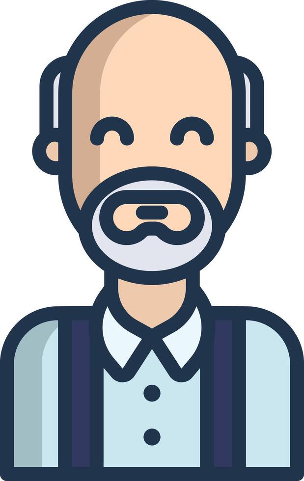 Grandfather, Old man linear color illustration vector
