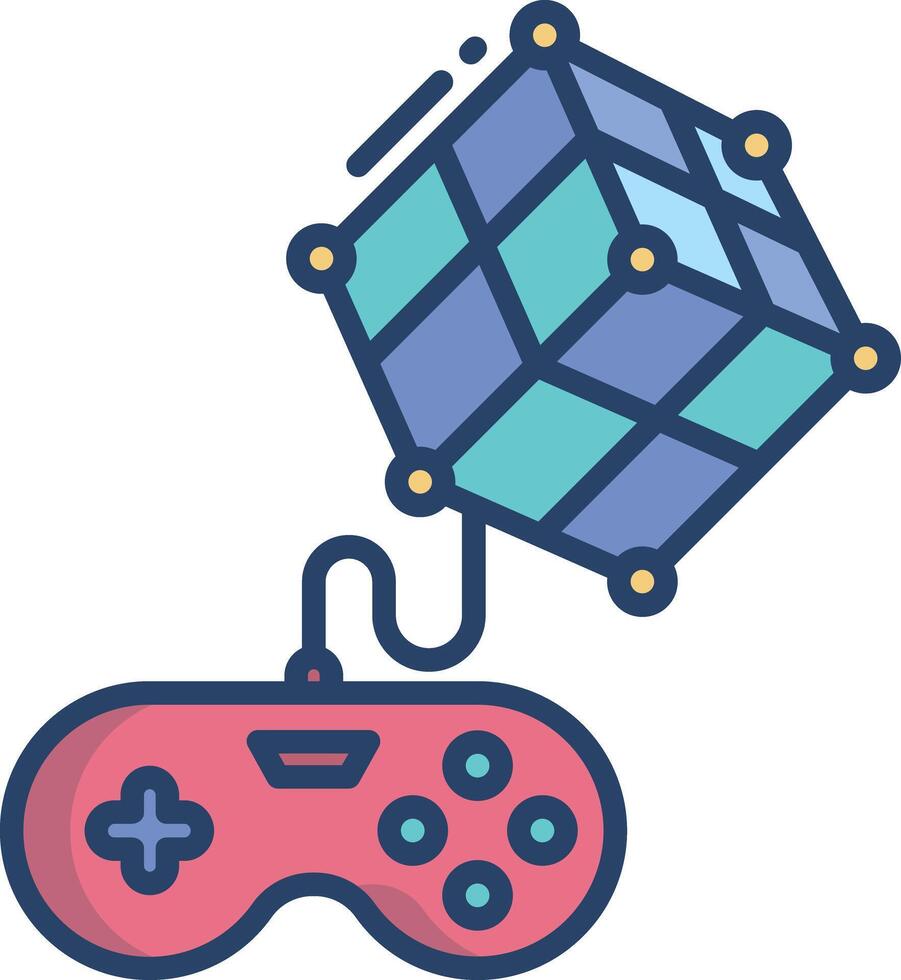 Cube linear color illustration vector