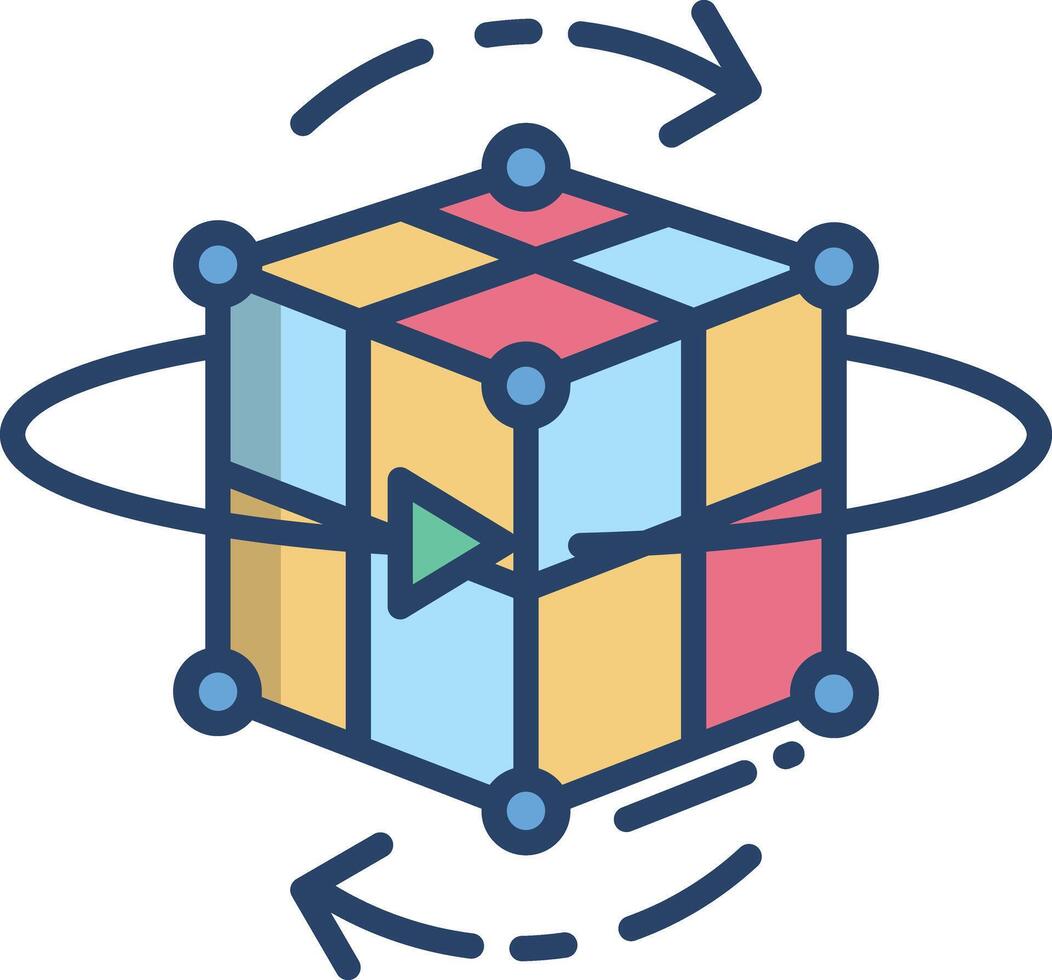 3d cube linear color illustration vector