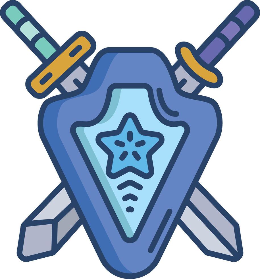 shield and sword linear color illustration vector