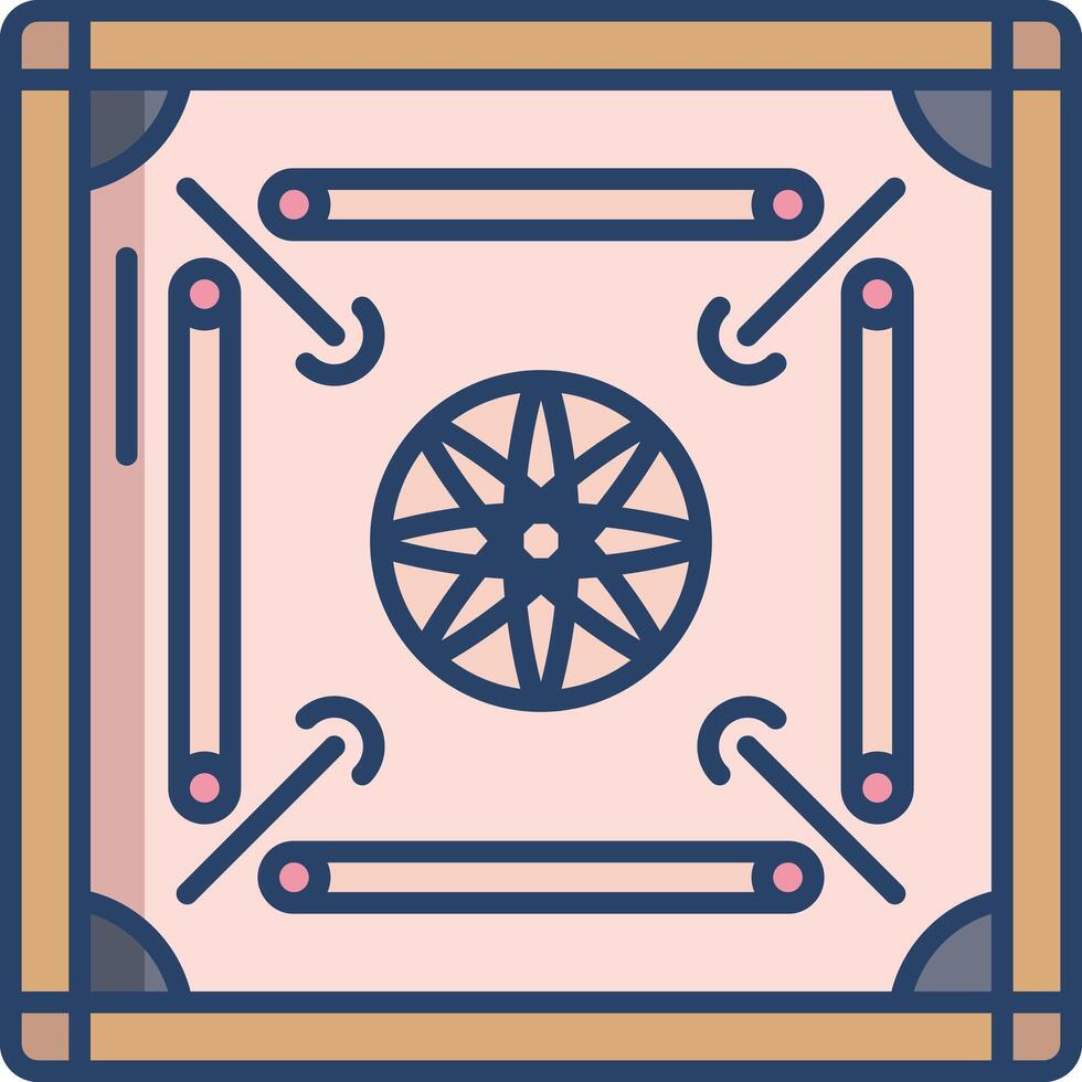 carrom board linear color illustration vector