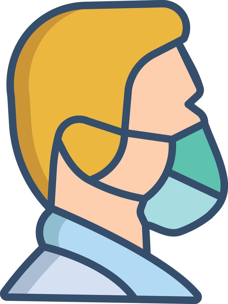 Male With Mask linear color illustration vector