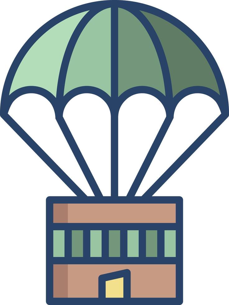 Parachute linear color illustration vector