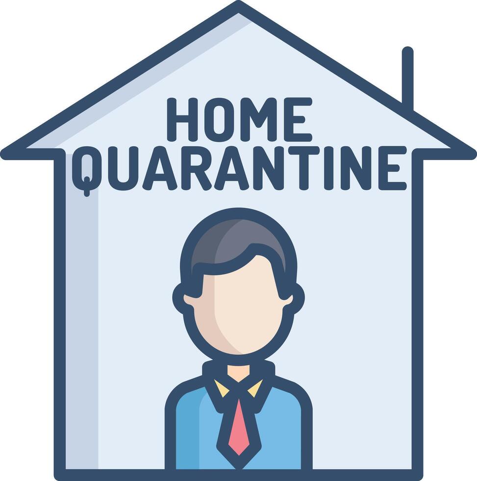 Home quarantine linear color illustration vector