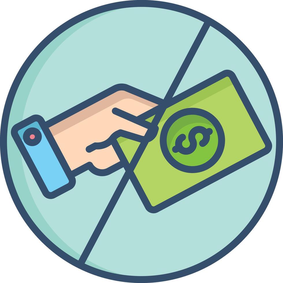 No Cash linear color illustration vector