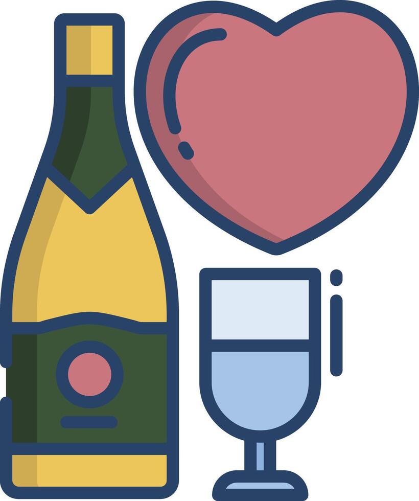 Champagne linear color illustration vector