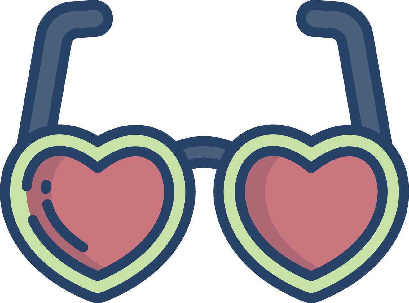 Heart Glasses linear color illustration vector