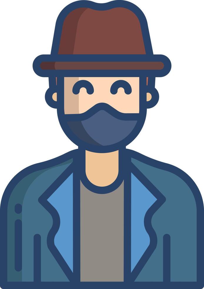 robber linear color illustration vector