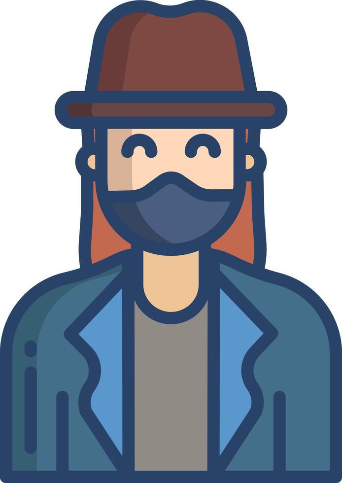 robber woman linear color illustration vector