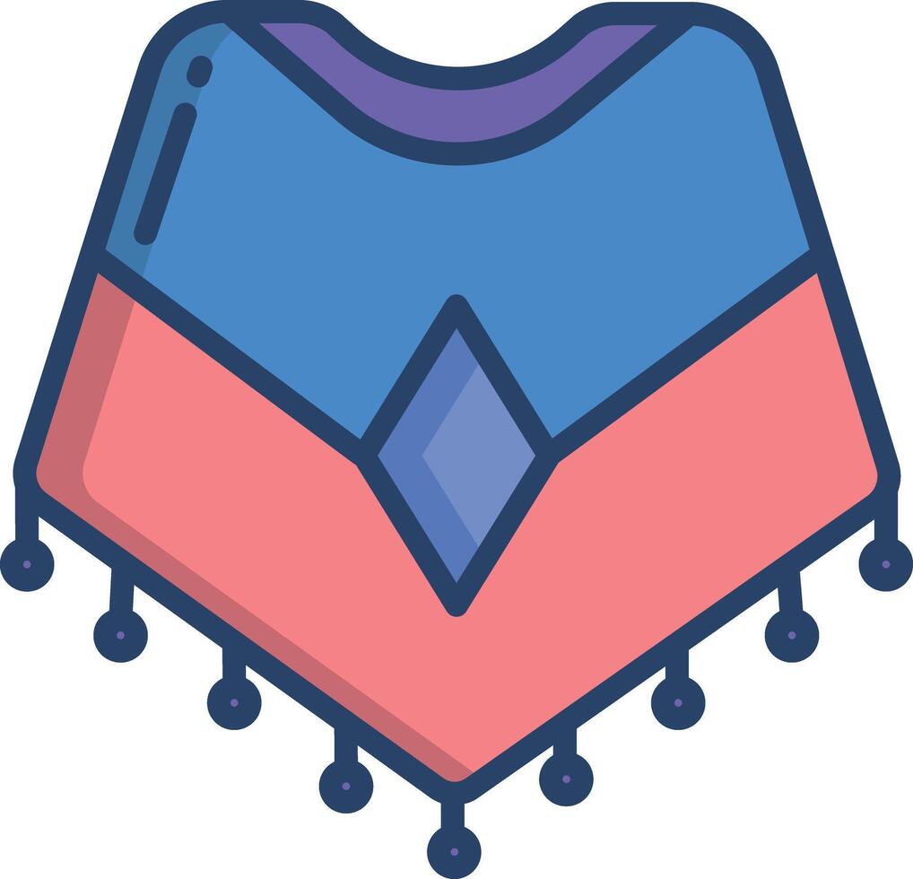 poncho linear color illustration vector