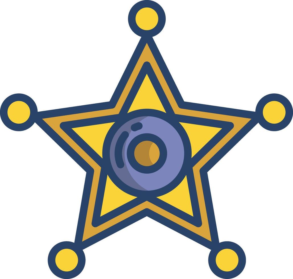 sheriff badge linear color illustration vector