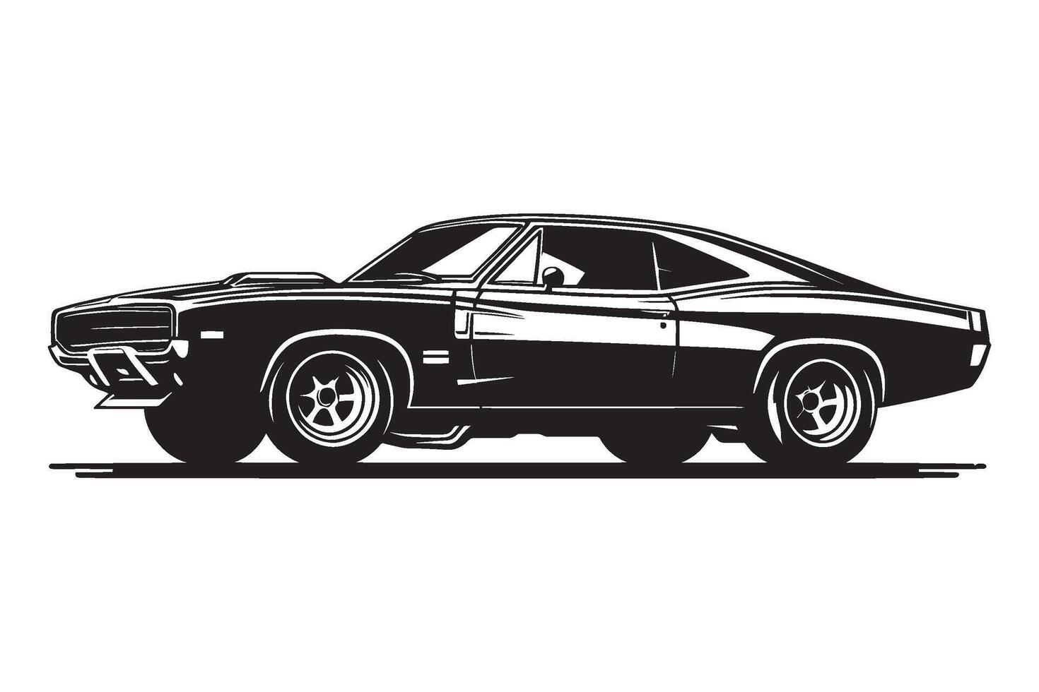 Classic vintage sports car silhouette illustration isolated on a white background vector
