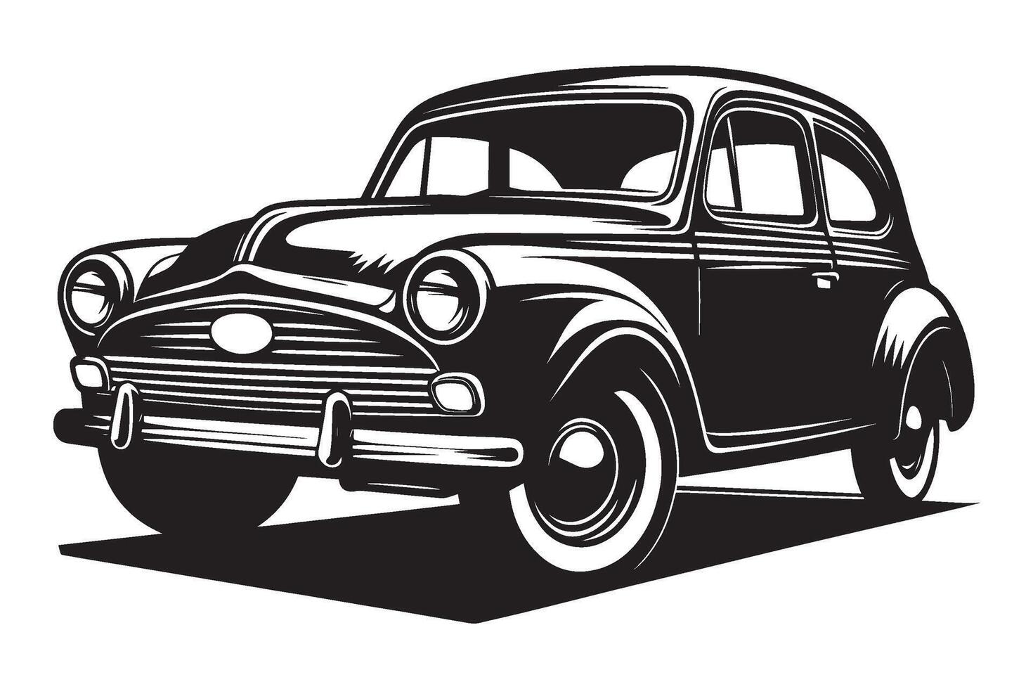Classic vintage sports car silhouette illustration isolated on a white background vector