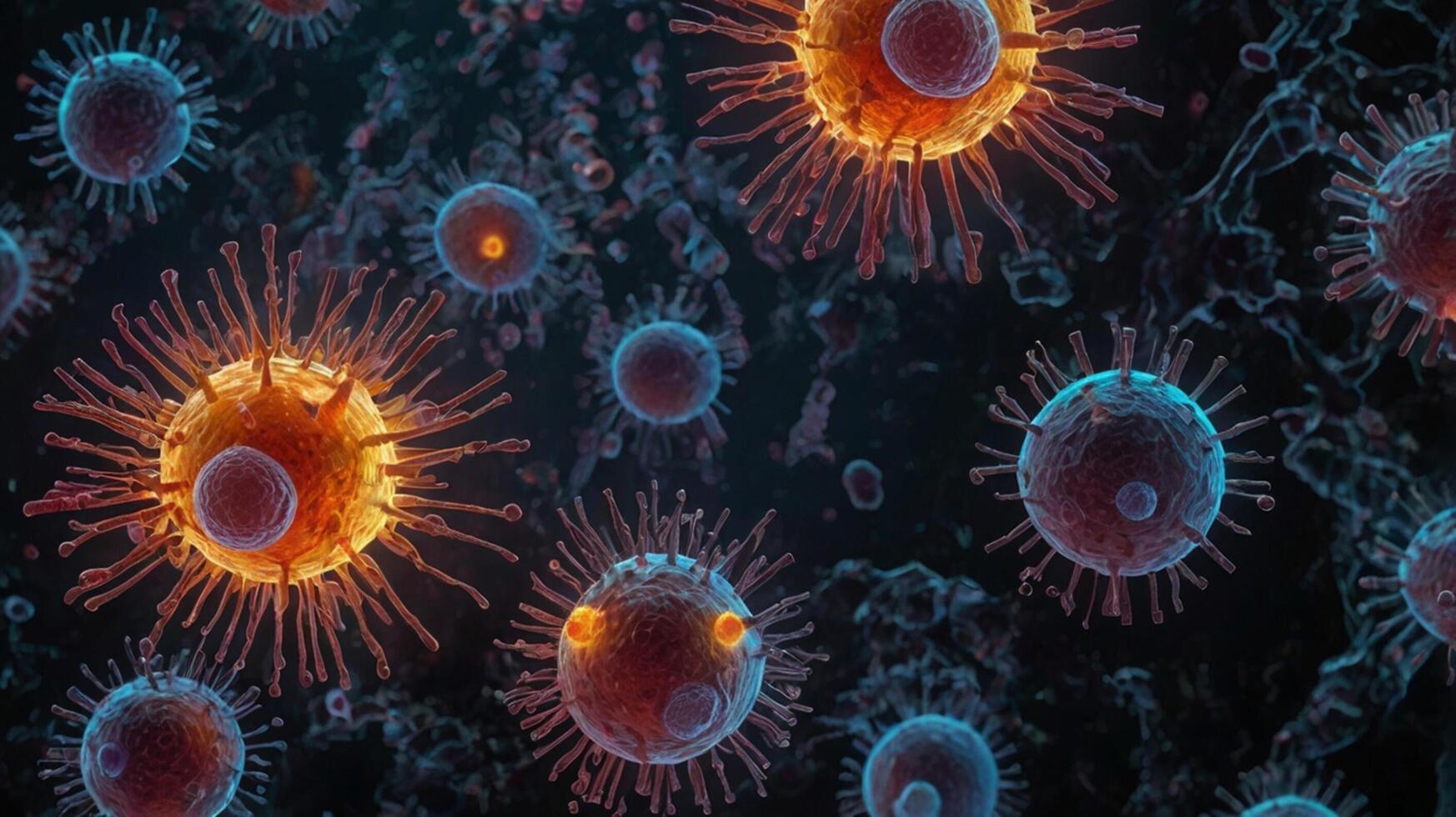 virus cell microscopic detailed photo