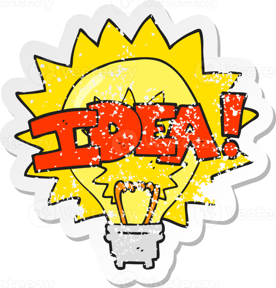 retro distressed sticker of a cartoon idea light bulb symbol drawing png