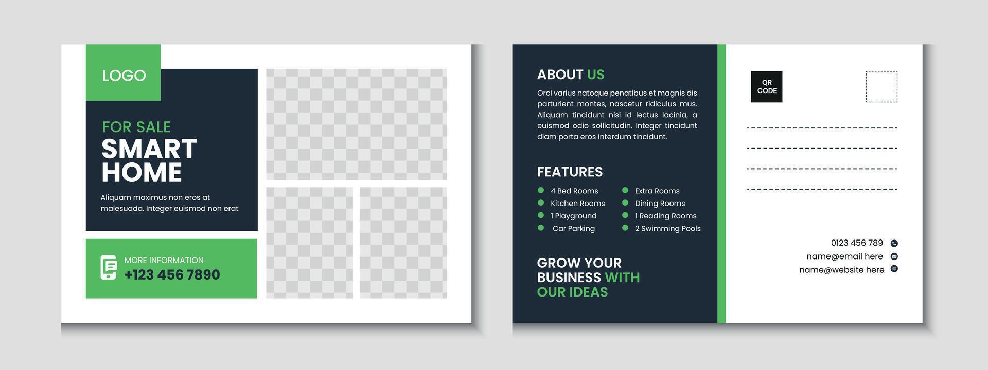 Real Estate Postcard Template Design vector