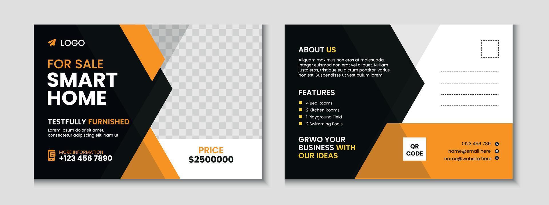 Real Estate Postcard Banner Template Design vector
