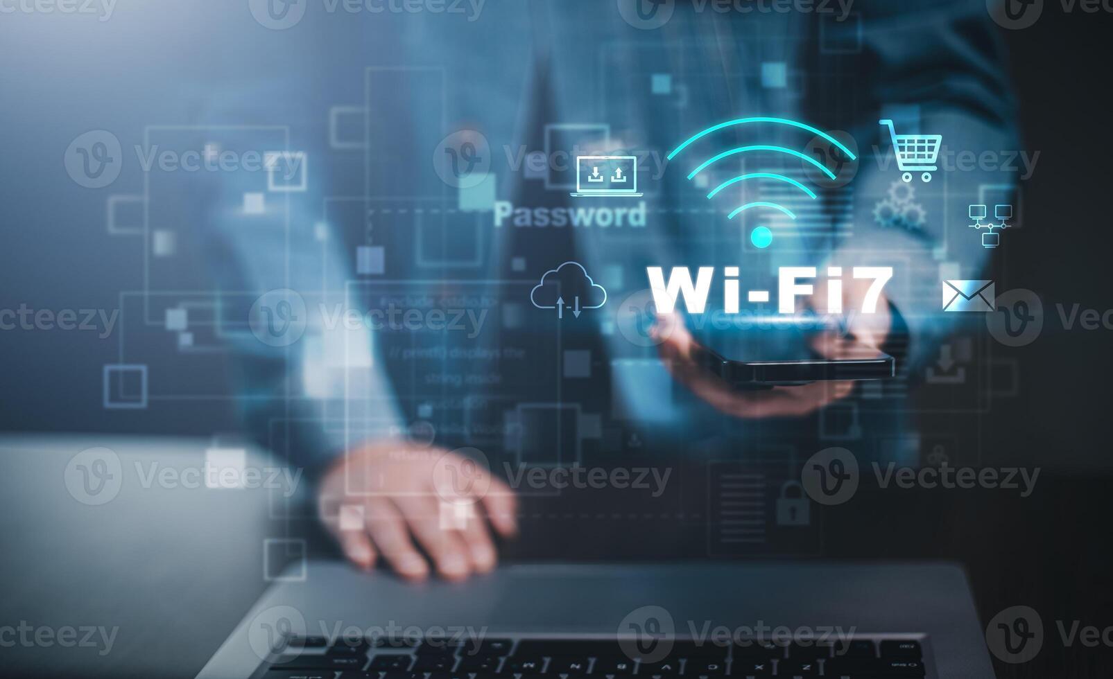 Wifi 7 technology enhances the efficiency of data transmission for faster speeds to connected devices, ensuring higher performance. photo