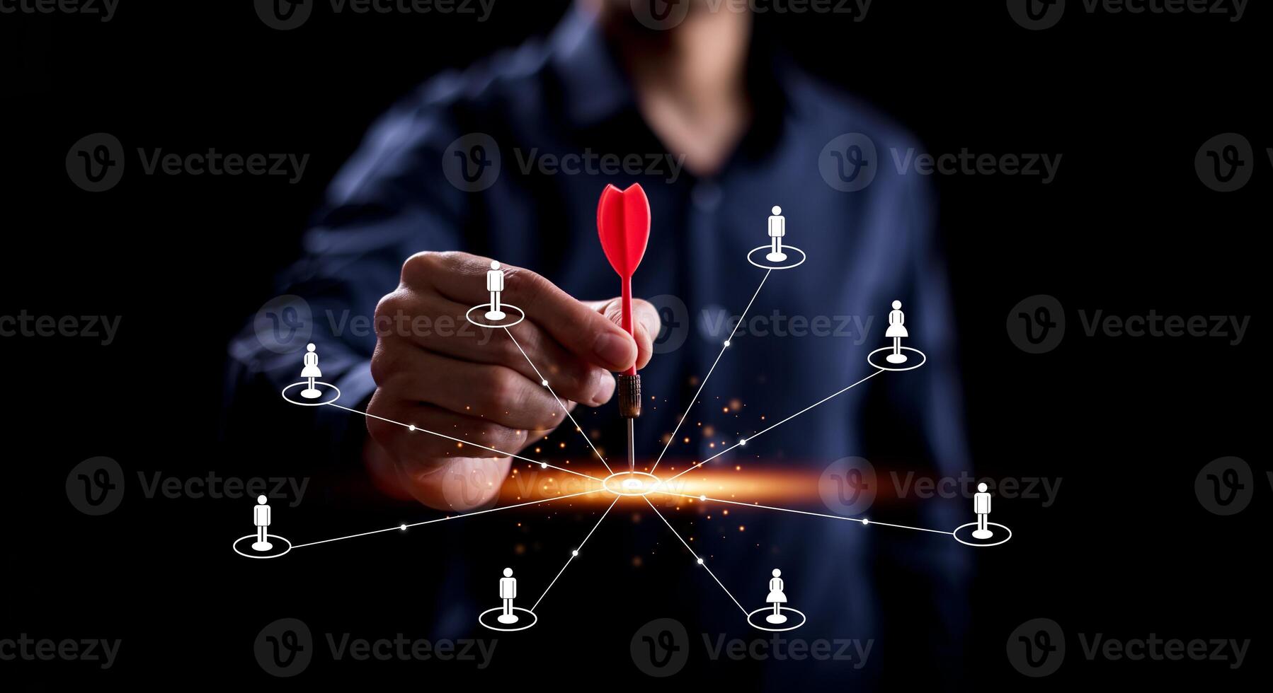 Target with Customer Relationship Management, Business people use laptops with global structure customer network technology, Data exchanges development. Customer service, Digital marketing online. photo