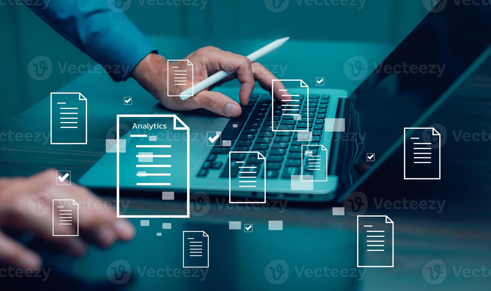Analytics and Data Management Systems. Business Analytics and Data Management Systems to make reports with KPI and metrics connected to the database for technology finance photo